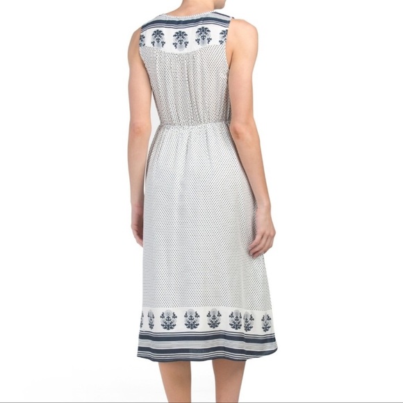 Lucky Brand Polka Dot MIDI Sleeveless Tunic Dress Navy & White Medium - Picture 2 of 11